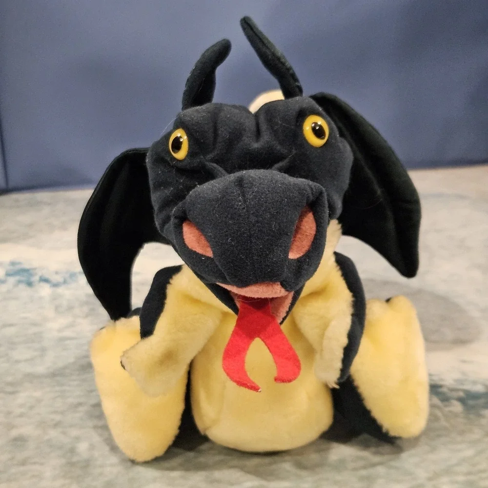 Folkmanis Dragon Hand Puppet Dark Green Black Plush‎ Fantasy Puppet Toy